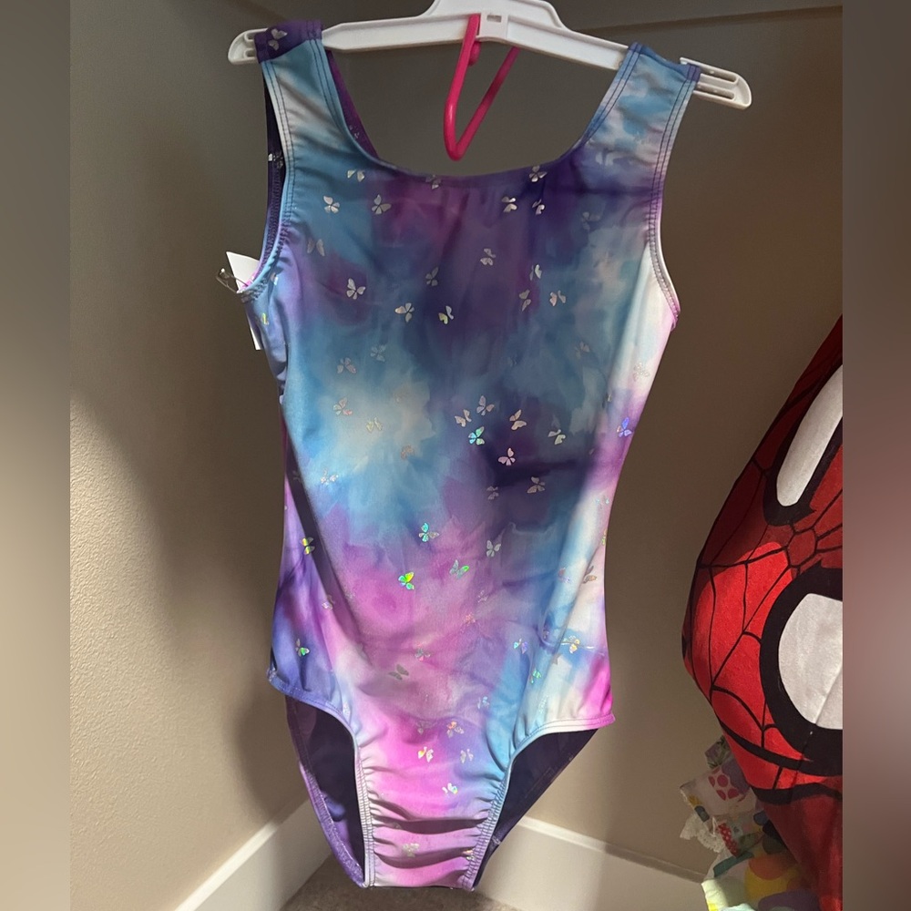 Destira NWOT sz 10 butterfly gymnastics shimmer leotard